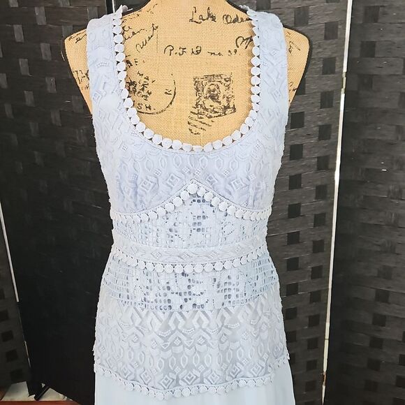 NWOT BCBGMaxAzria Blue Lace Maxi Dress Size 4 - Picture 4 of 14